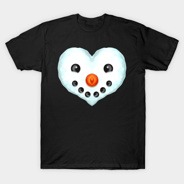 Heart Shaped Snowman Face For Christmas T-Shirt by SinBle